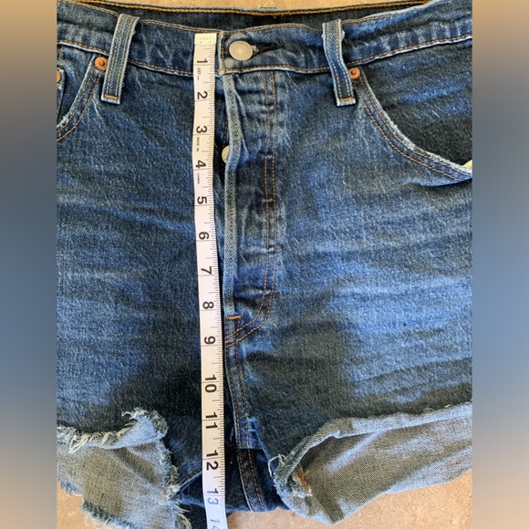 Levi’s 501 Original High Rise Dark Jean Shorts Cut Off Salsa Mood - Size 34 - Picture 11 of 15